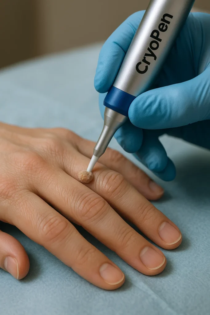 example of cryopen wart removal West Yorkshire treatment on a persons finger