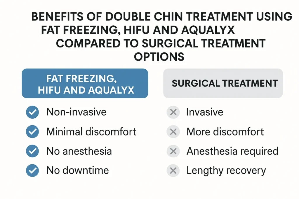 Graphic about the benefits of double chin treatment West Yorkshire - from LA LIPO