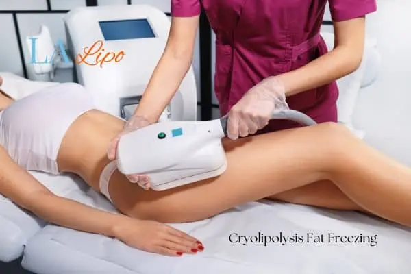 Woman receiving coolsculpting West Yorkshire treatment on her thighs