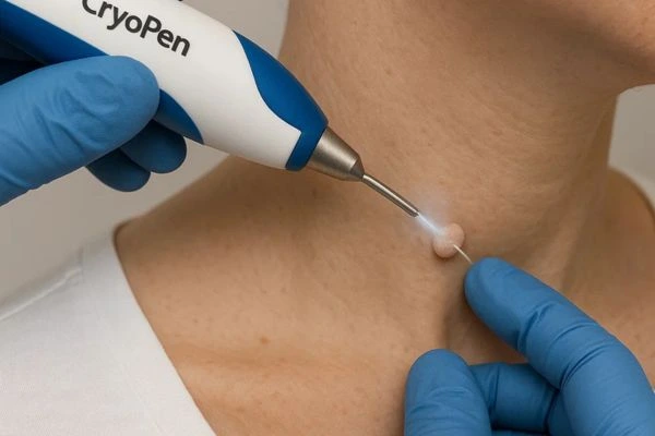 Person receiving Cryotherapy skin tag removal West Yorkshire